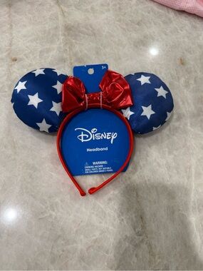 Disney Minnie Mouse Ears Headband Patriotic Red White Blue Stars